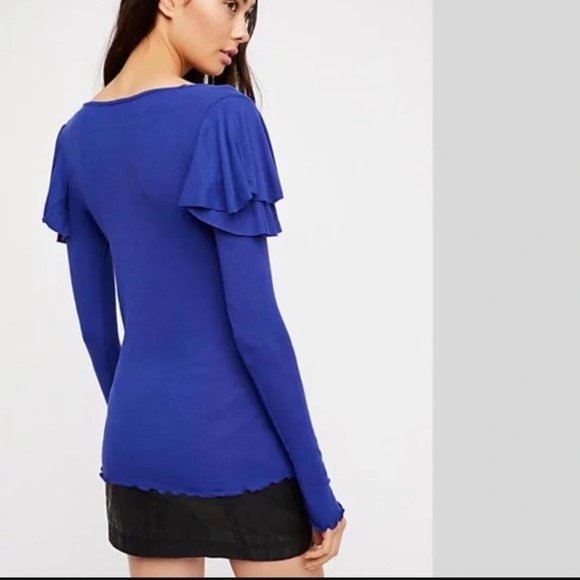 🎉😀CLEARANCE SALE!!😀🎉FREE PEOPLE We The Free On Rewind Tee in Sapphire - Picture 2 of 9